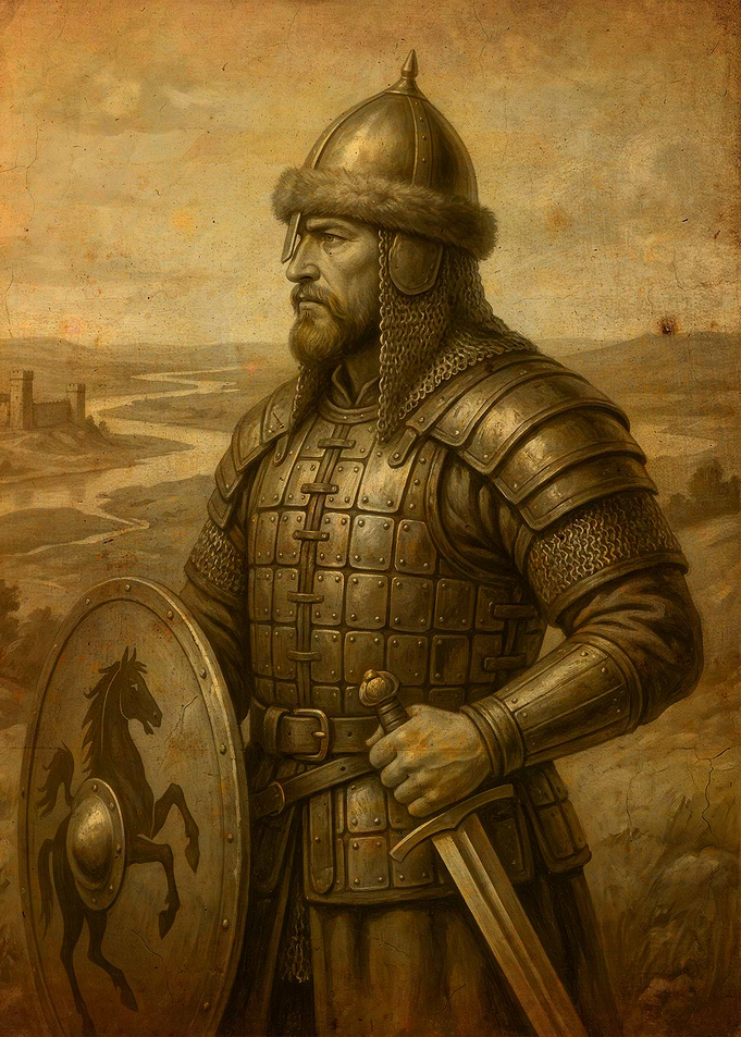 Medieval Warrior with Shield and Sword