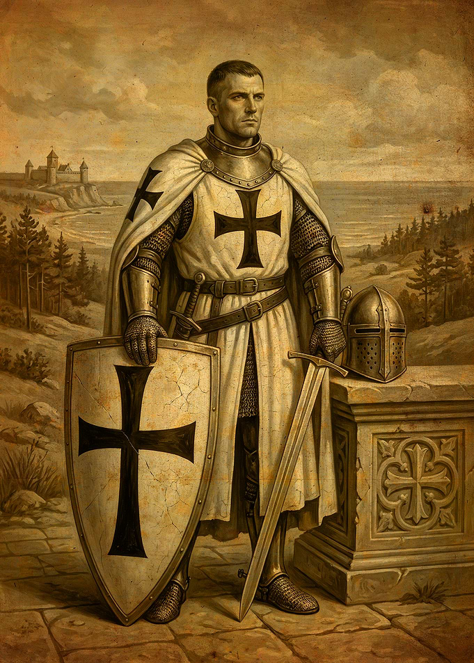 Knight Templar with Shield and Sword