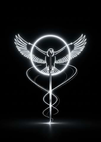 Eagle and Sword Neon Symbol