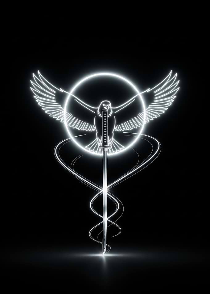 Eagle and Sword Neon Symbol