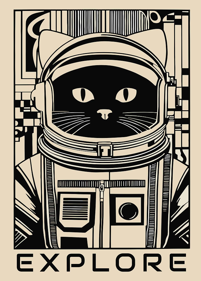 Astronaut Cat Exploring Space