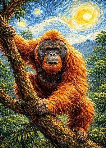 Orangutan Starry Night