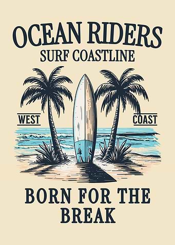 Ocean Riders – Surf Coastline Poster | Vintage Surf Beach Wall Art