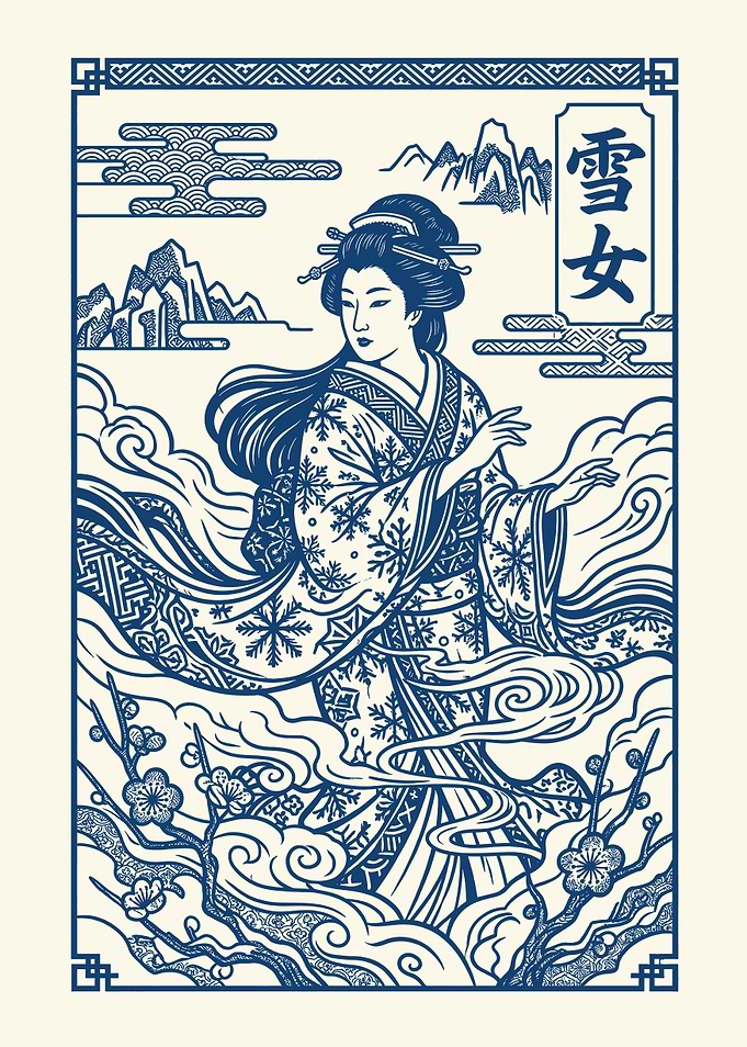 Japanese Snow Woman Illustration