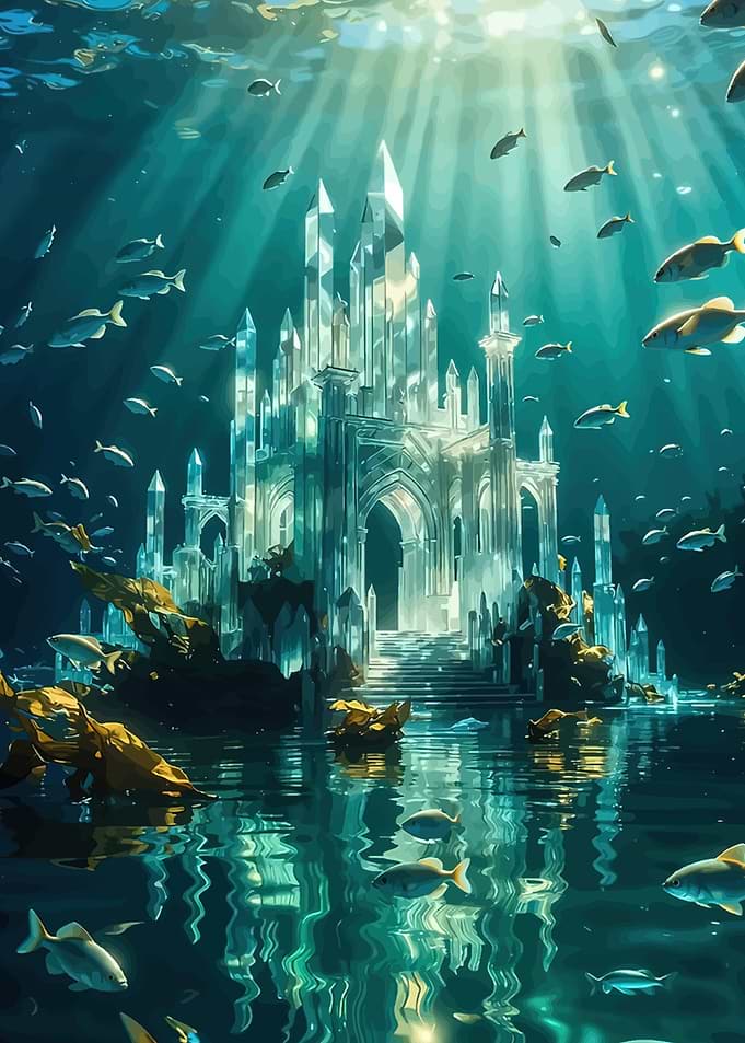 Underwater Crystal Castle with Fish