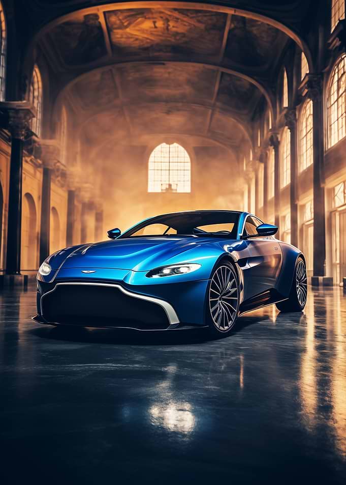 Blue Aston Martin Vantage