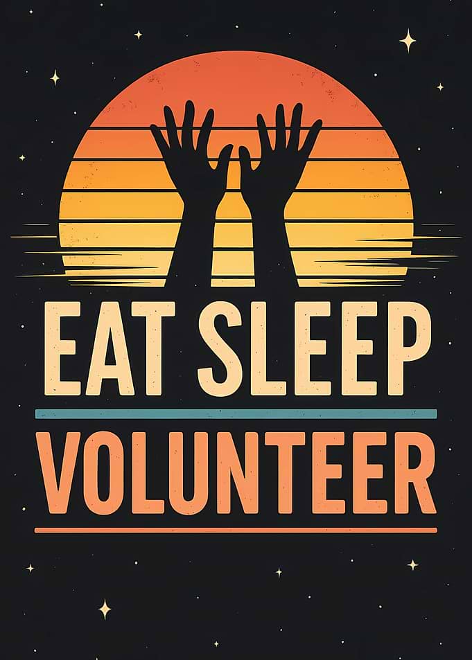 Eat Sleep Volunteer Retro Sunset