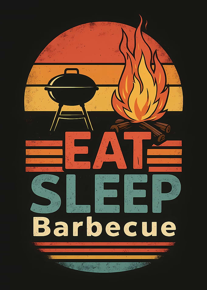 Eat Sleep Barbecue Retro Sunset