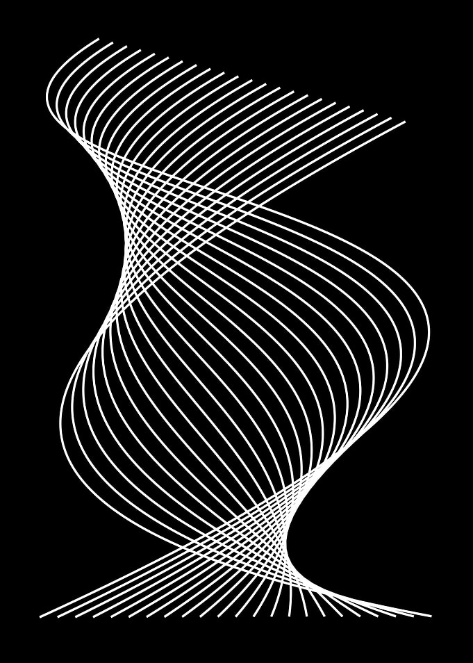 Abstract Swirling White Lines on Black