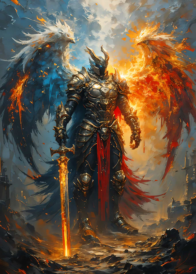 Warrior with Fiery Wings