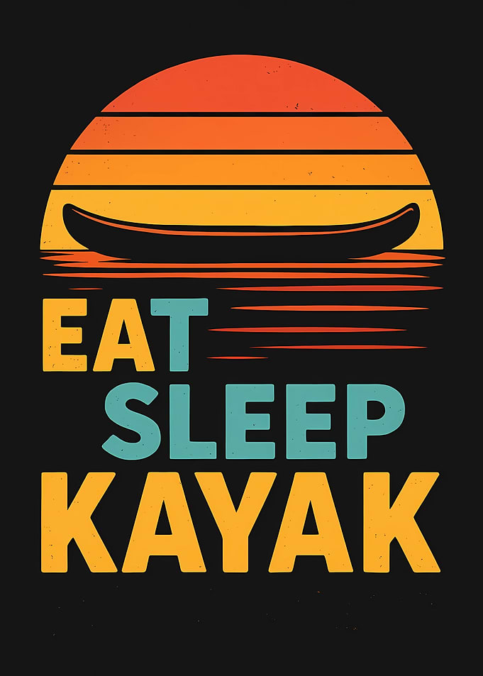 Eat Sleep Kayak Retro Sunset