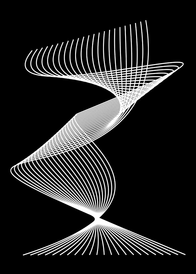 Abstract White Swirl on Black Background