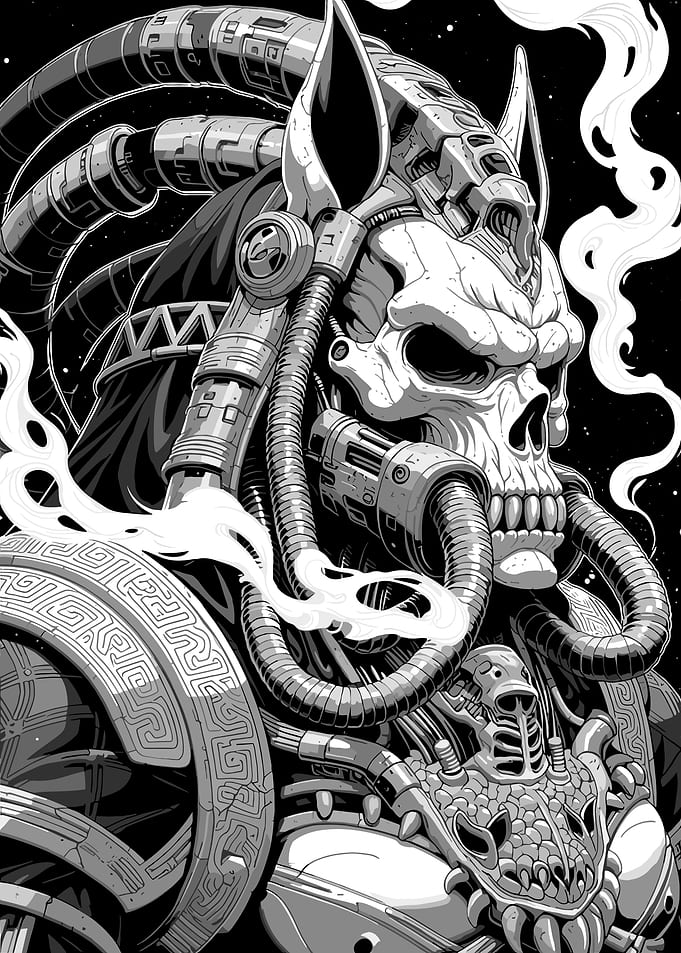 Cyberpunk Skull Warrior