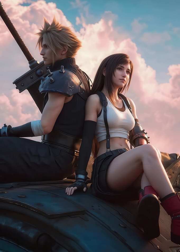 Cloud and Tifa Back to Back