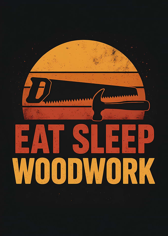 Eat Sleep Woodwork Retro Design