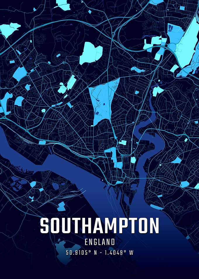 Southampton England Midnight City Map