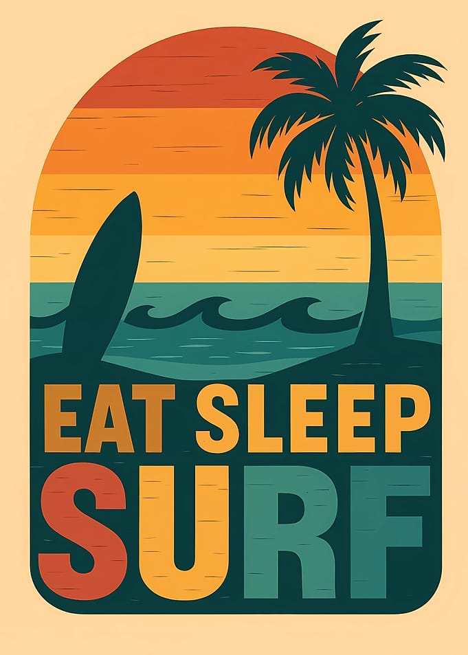 Eat Sleep Surf Retro Sunset