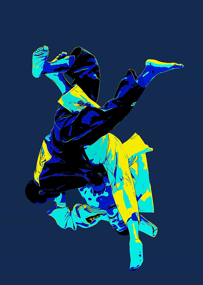 Dynamic Judo Throw Illustration
