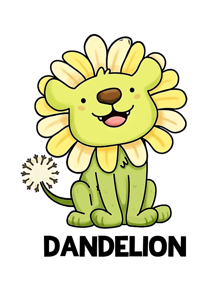 Cute Dandelion Lion Cartoon