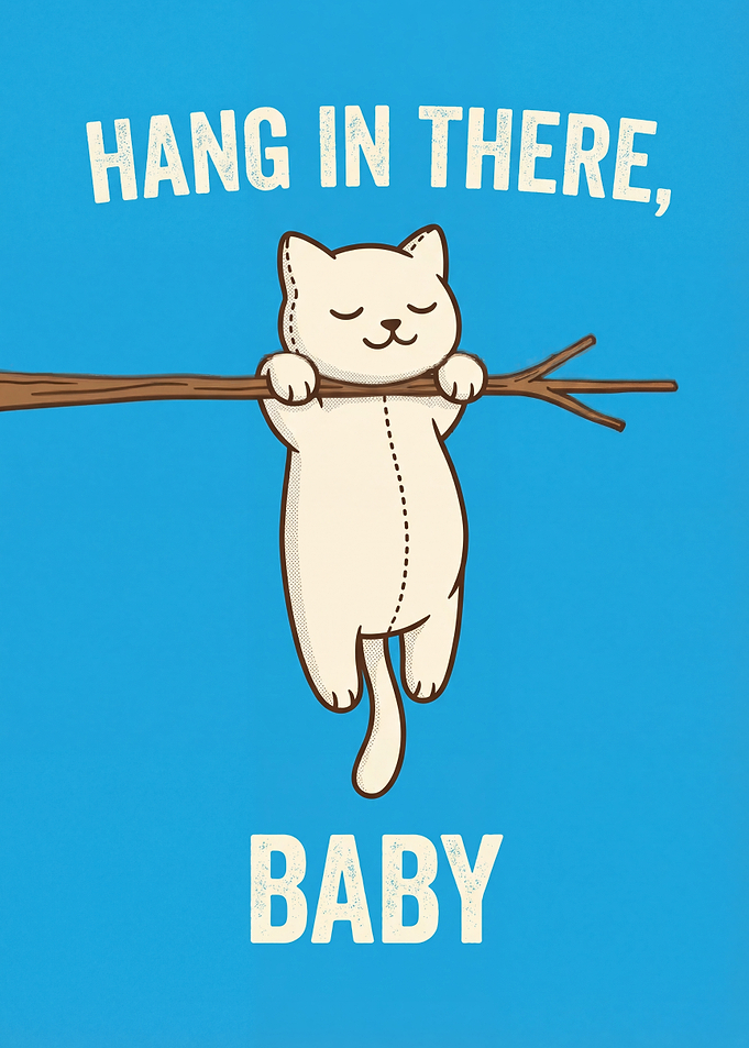 Cute cat hanging on a branch