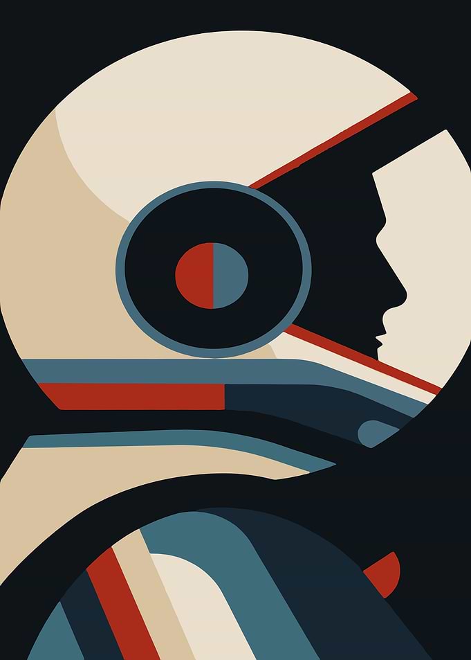 Astronaut Profile in Retro Style