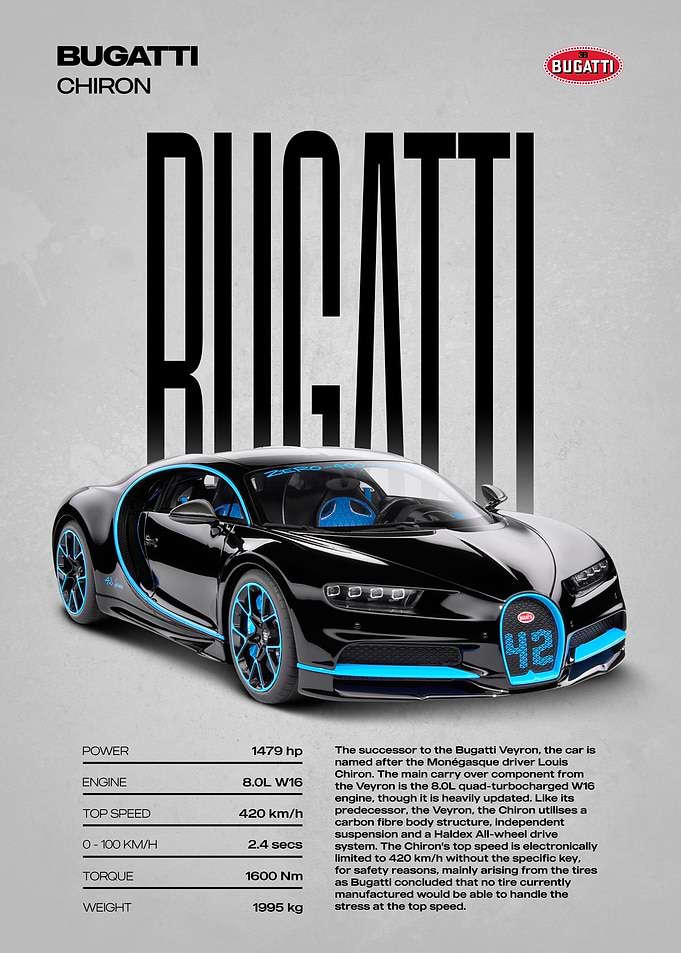 Bugatti Chiron Poster