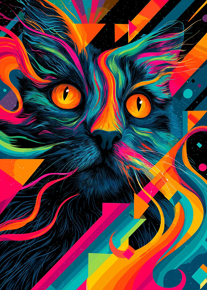 Psychedelic Cat Portrait