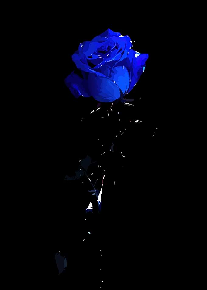 Blue Rose with Falling Petals