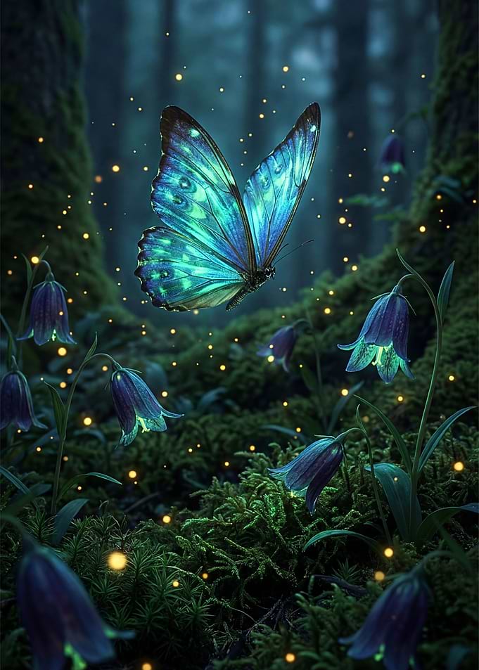Magical Forest Butterfly and Flowers