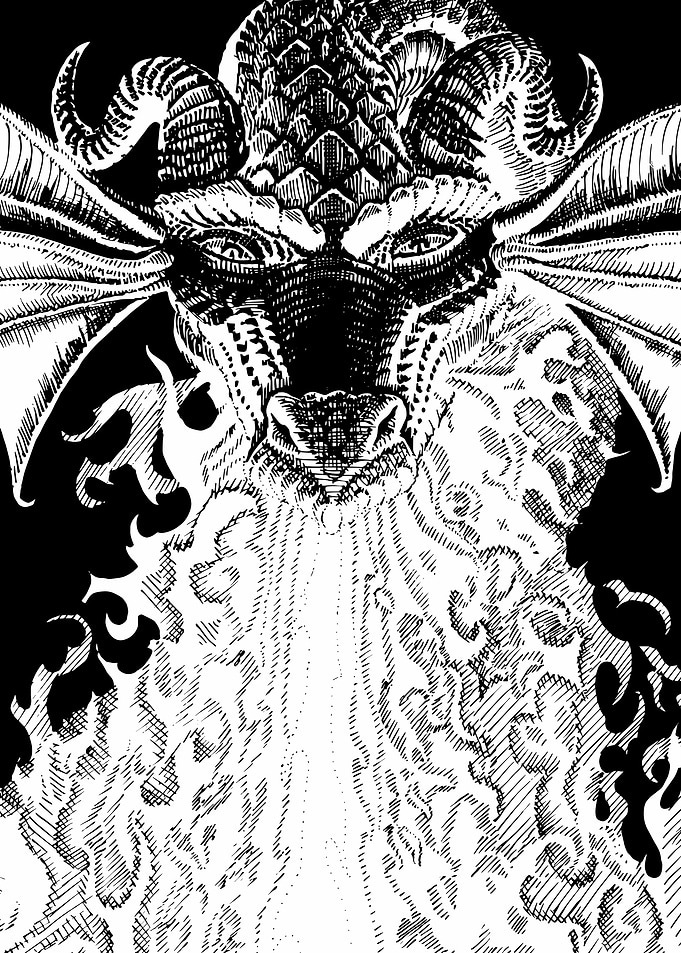 Dragon Head with Fiery Breath