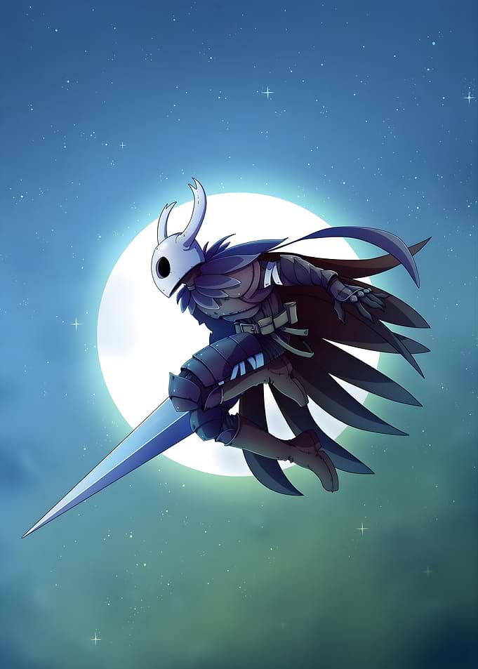 Knight with Sword Under Moon