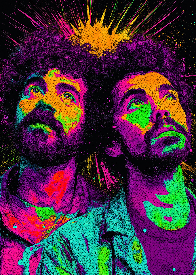 Neon Pop Art Men Couple Portrait