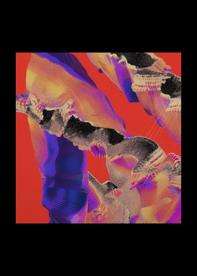 Abstract Digital Art with Red Background