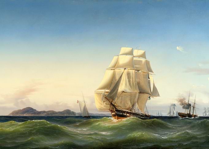 Sailing Ships on a Wavy Sea