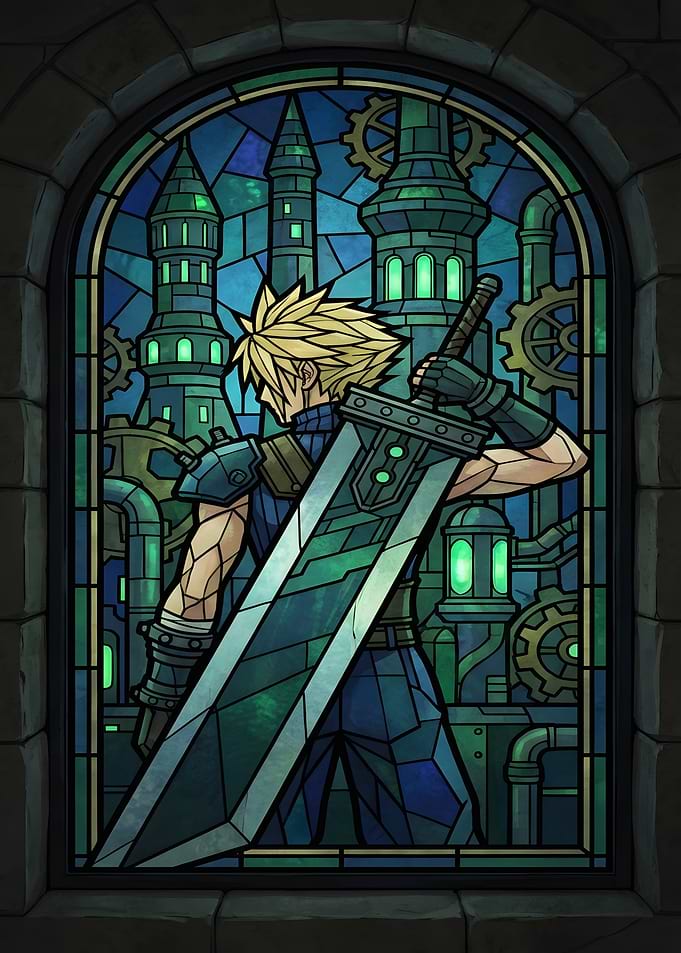 Cloud Strife Stained Glass Art