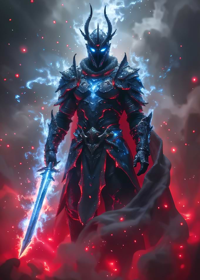 Dark Knight with Glowing Sword