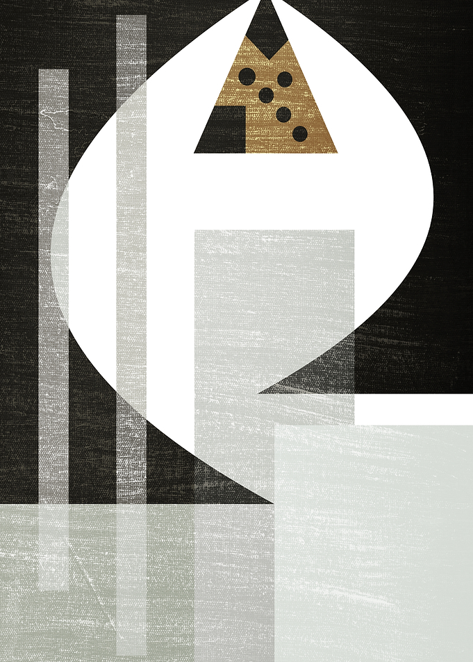 Abstract Geometric Composition with Gold Triangle