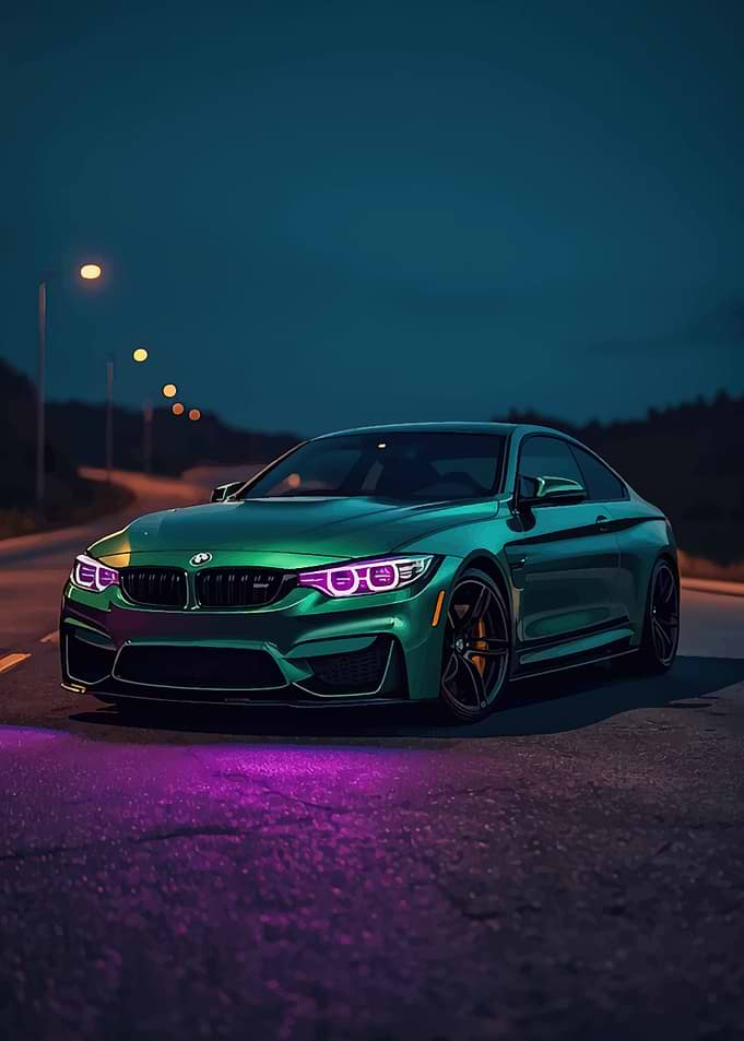 Green BMW M4 with Neon Underglow