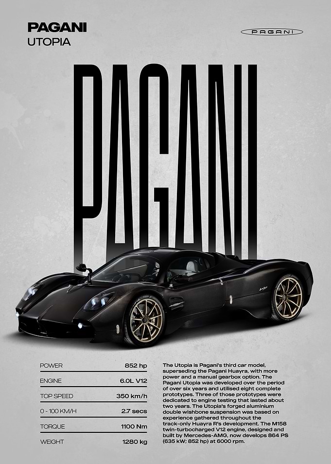 Pagani Utopia Supercar Poster