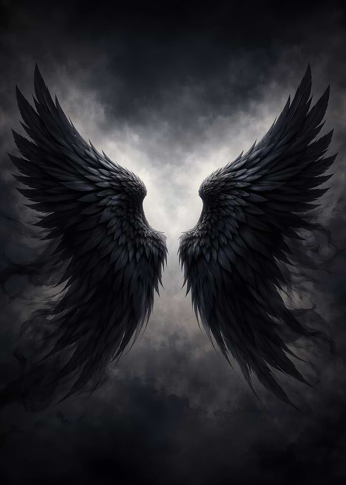 Dark Angel Wings in Clouds