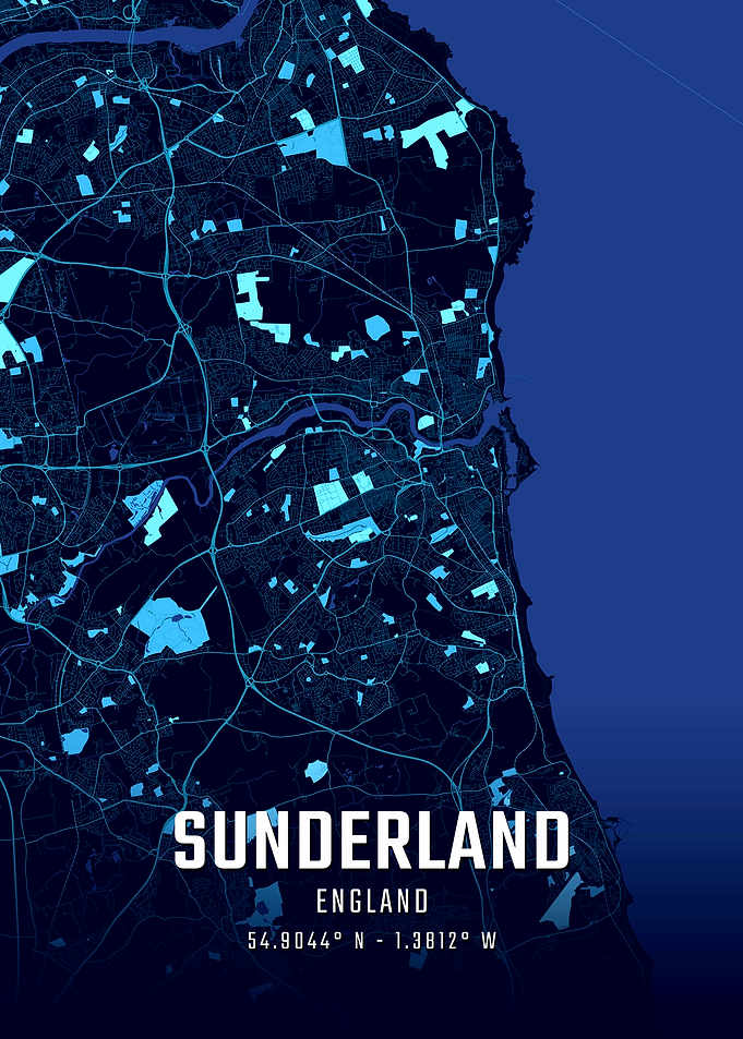 Sunderland England Midnight City Map