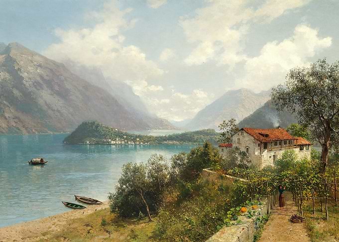 Italian Lakeside Villa with Mountains