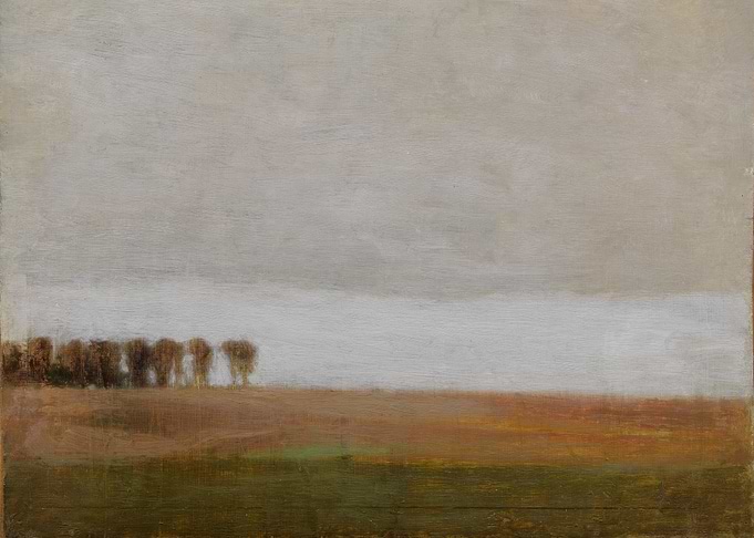 Misty Field with Trees
