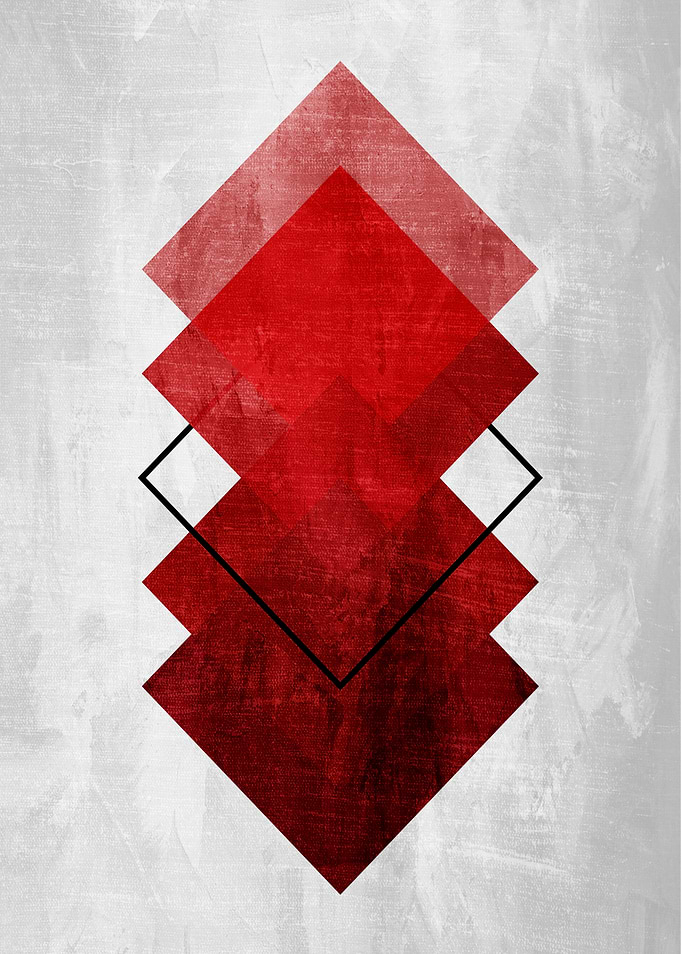 Abstract Geometric Red Diamonds