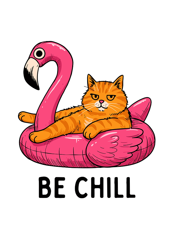 Cat on Flamingo Float