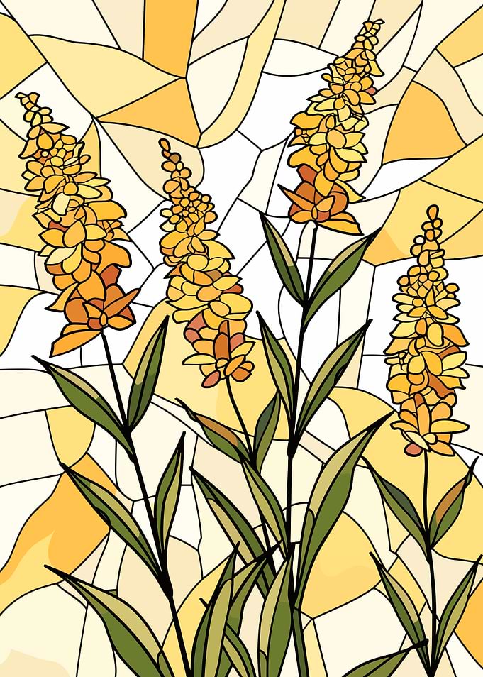 Stained Glass Yellow Flowers