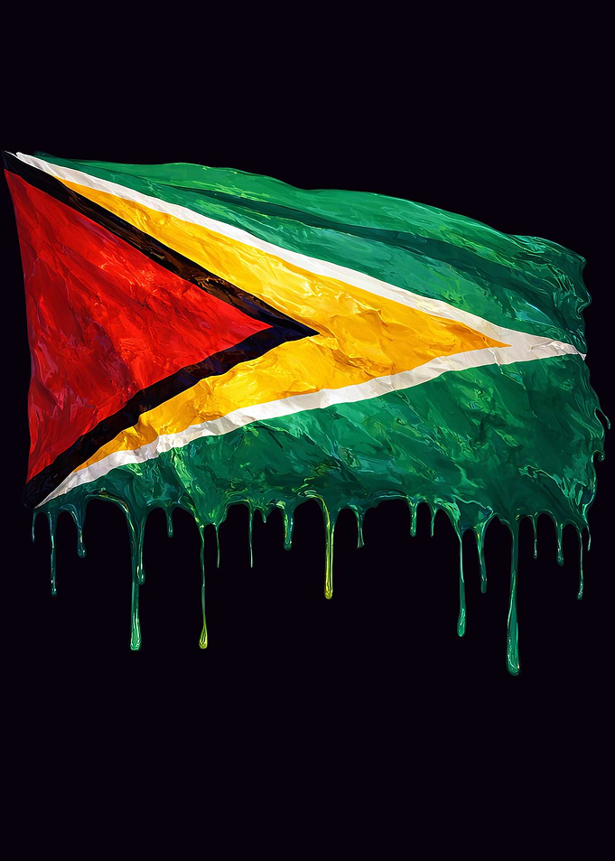 Guyana Flag Colorful Dripping