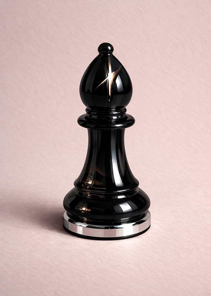 Black Chess Bishop with Gold Accent