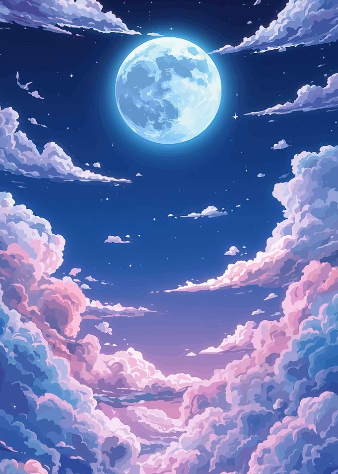 Dreamy Moonlit Sky with Clouds