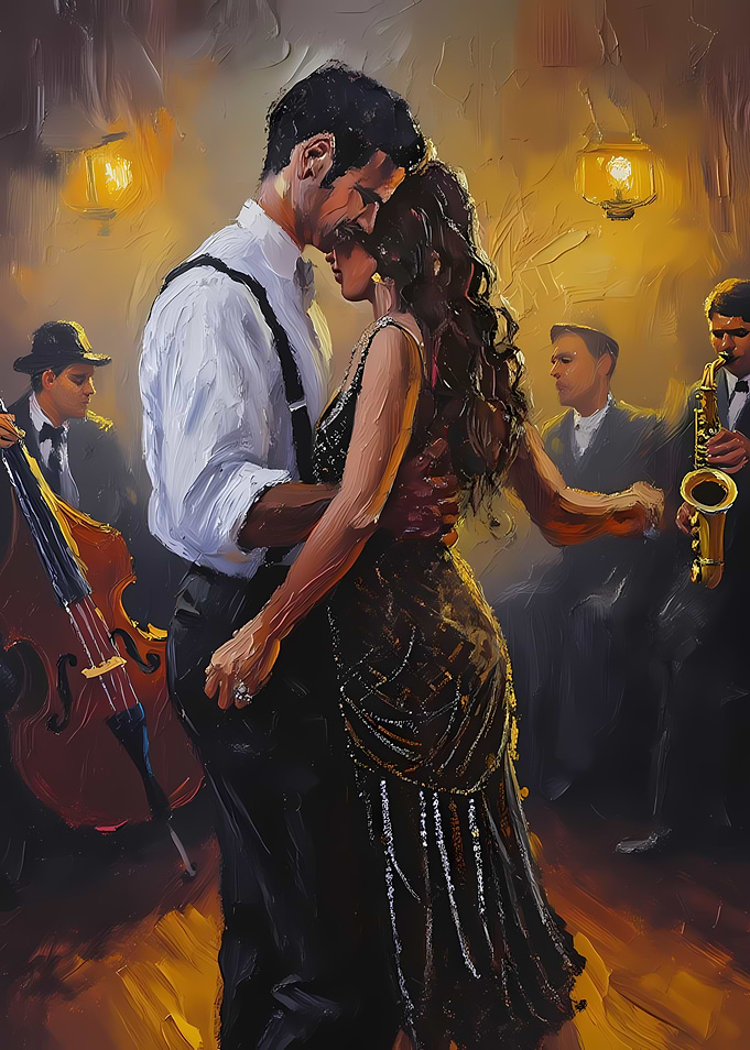 Couple dancing at a jazz club